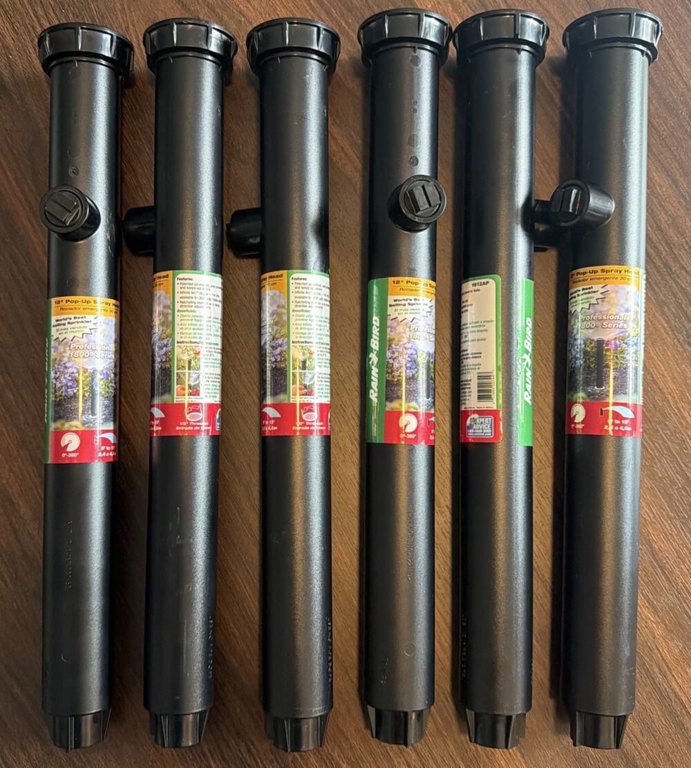 Lot of 6 - Rain Bird 1812AP Professional Pop-Up Sprinklers - 12" Height - New